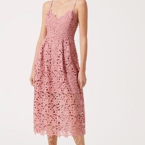 ASTR The Label: LACE A LINE MIDI DRESS Pink Mauve Sz Small